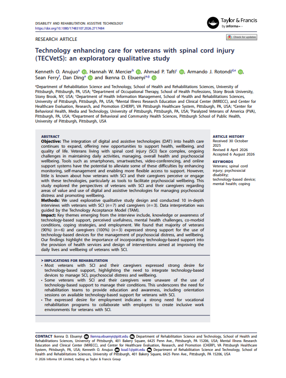 Technology enhancing care for veterans with spinal cord injury (TECVets): an exploratory qualitative study